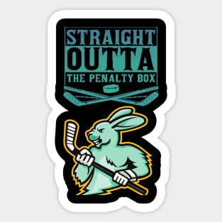 Straight outta the penalty box green Rabbit Sticker